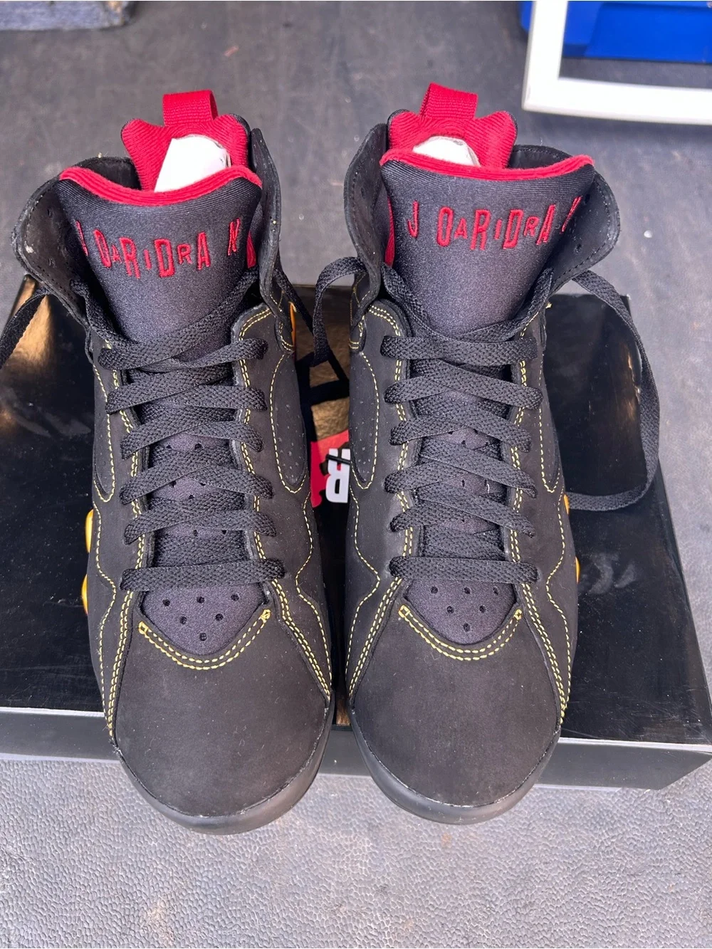 Jordan Retro Black Red Yellow Basketball Sneakers
